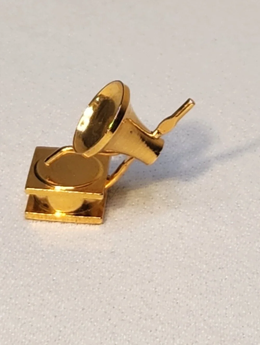 Vintage Miniature Dollhouse Brass Pieces 1:12 Scale Pedastol Clock, Calculator